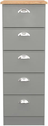 Victoria 5 Drawer Bedside Table with Riviera Oak Top
