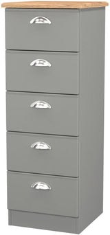 Victoria 5 Drawer Bedside Table with Riviera Oak Top
