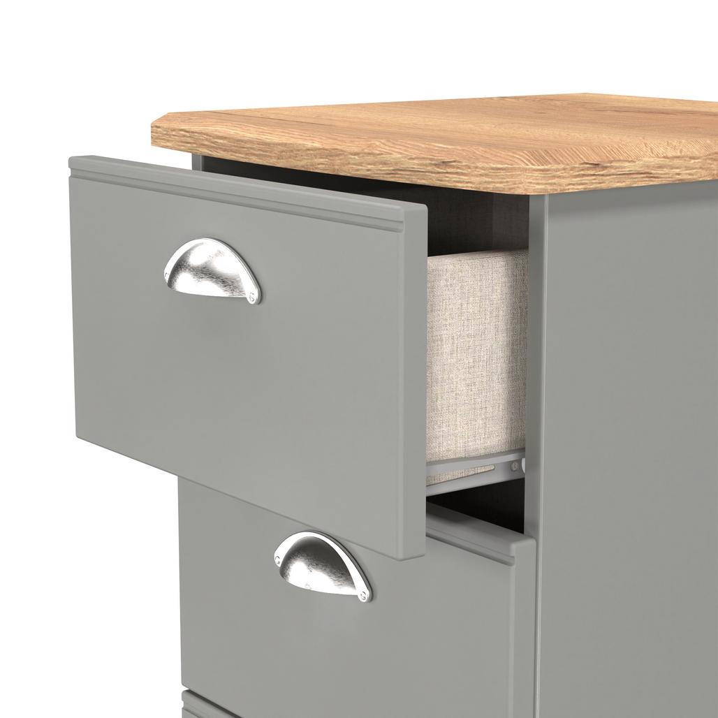 Victoria 5 Drawer Bedside Table with Riviera Oak Top