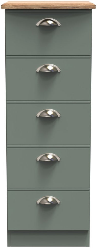 Victoria 5 Drawer Bedside Table with Riviera Oak Top
