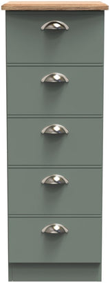 Victoria 5 Drawer Bedside Table with Riviera Oak Top