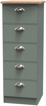Victoria 5 Drawer Bedside Table with Riviera Oak Top