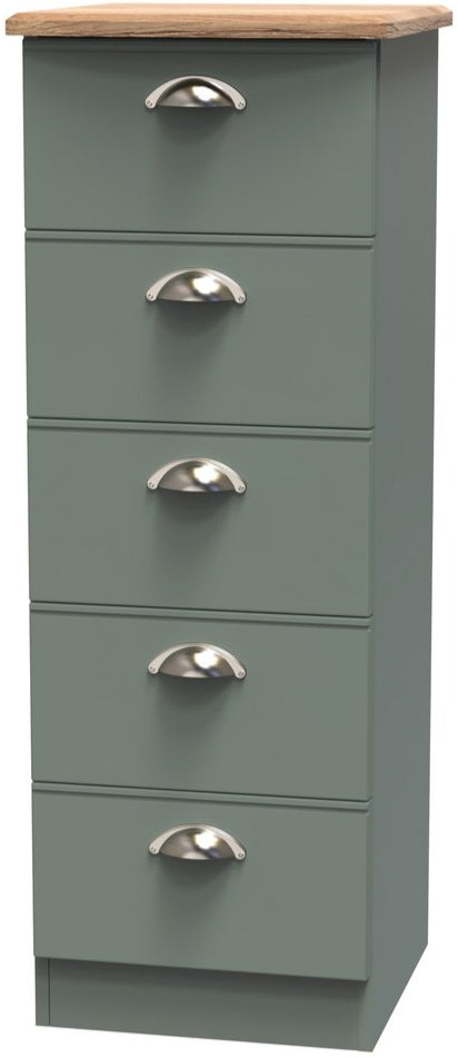 Victoria 5 Drawer Bedside Table with Riviera Oak Top