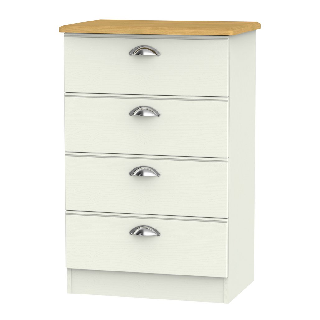 Victoria 4 Drawer Midi Chest with Riviera Oak Top