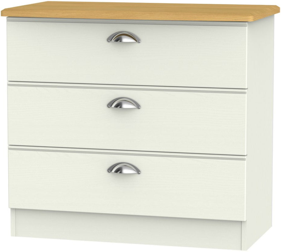Victoria 3 Drawer Chest with Riviera Oak Top