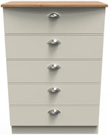 Victoria 5 Drawer Chest with Riviera Oak Top