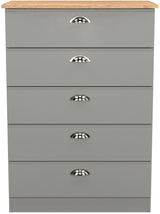 Victoria 5 Drawer Chest with Riviera Oak Top