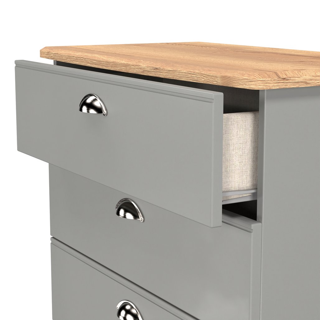 Victoria 5 Drawer Chest with Riviera Oak Top