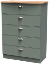 Victoria 5 Drawer Chest with Riviera Oak Top