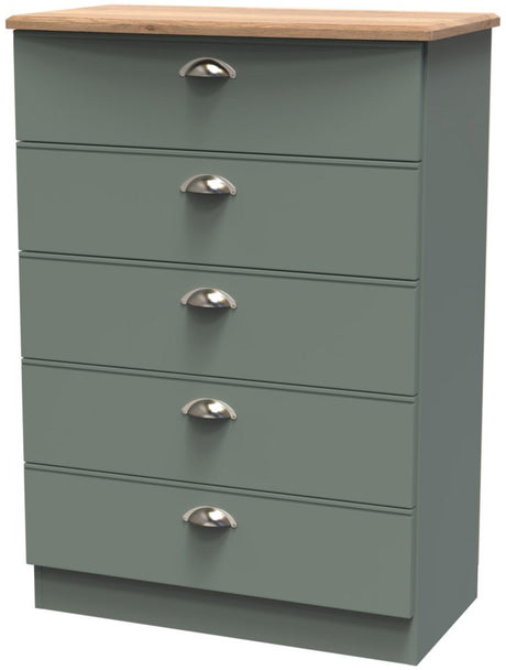 Victoria 5 Drawer Chest with Riviera Oak Top