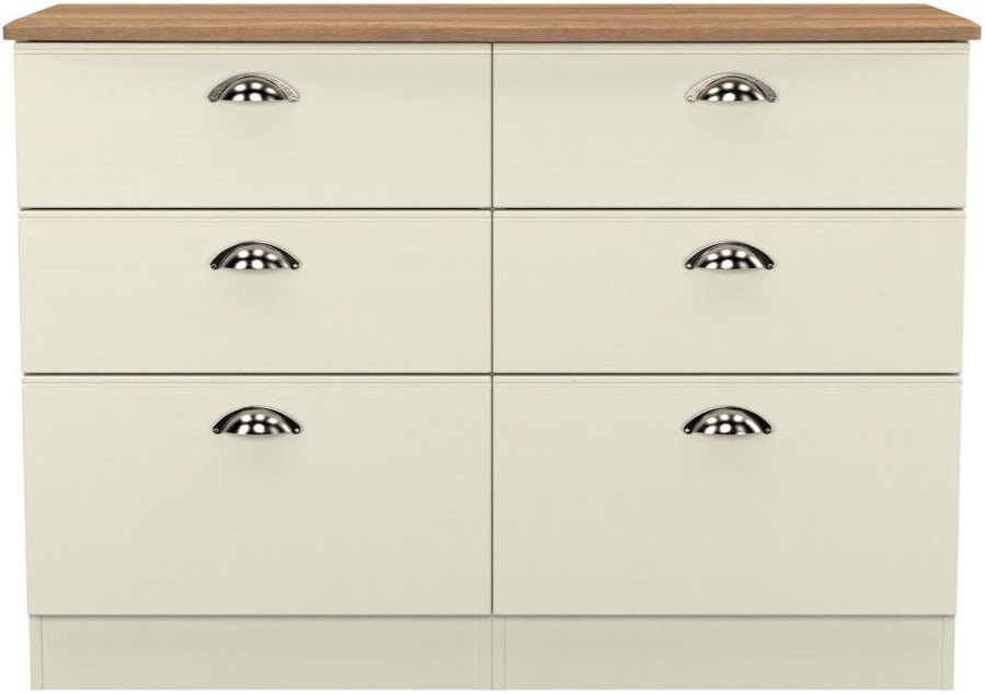 Victoria 6 Drawer Midi Chest with Riviera Oak Top