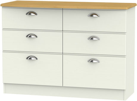 Victoria 6 Drawer Midi Chest with Riviera Oak Top