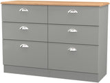 Victoria 6 Drawer Midi Chest with Riviera Oak Top