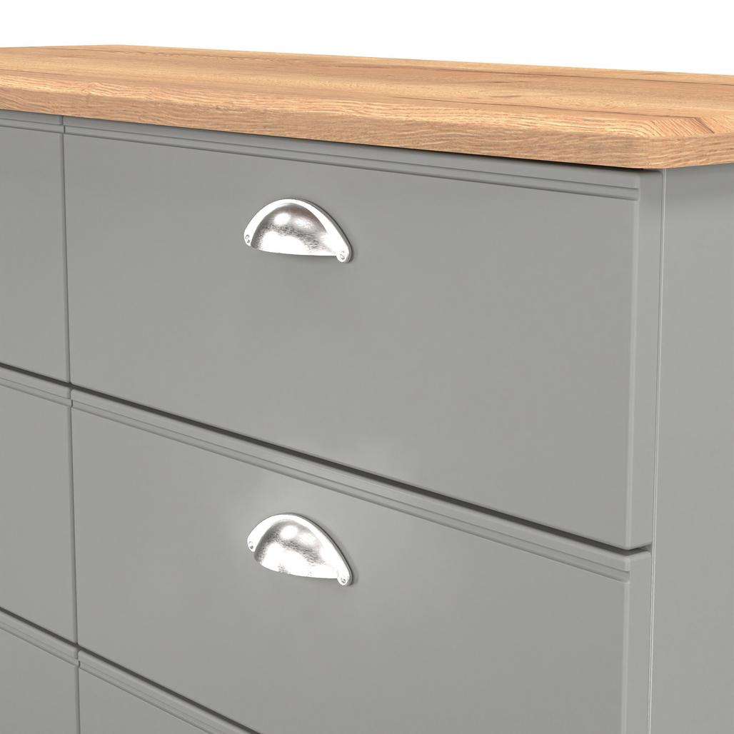 Victoria 6 Drawer Midi Chest with Riviera Oak Top