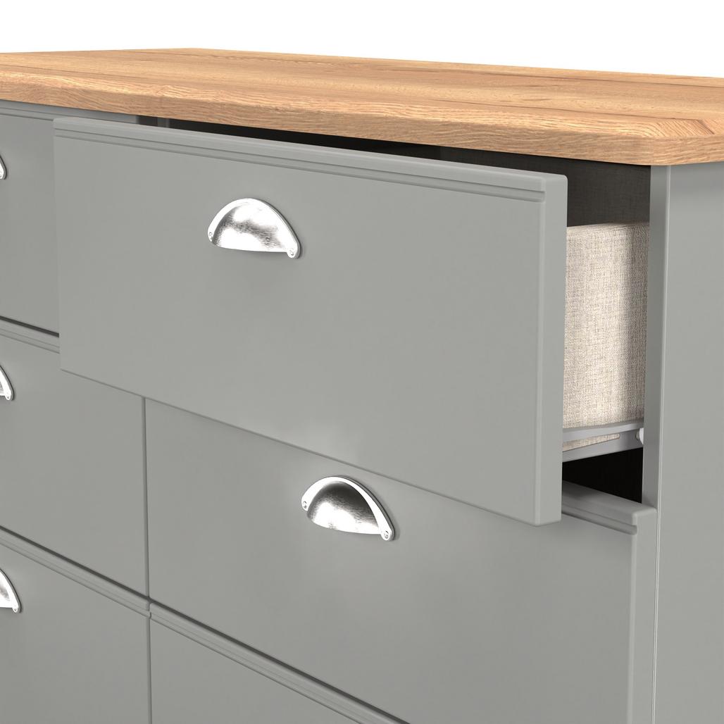 Victoria 6 Drawer Midi Chest with Riviera Oak Top