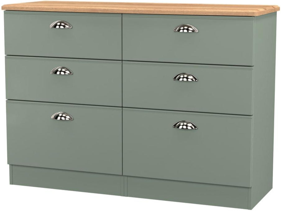 Victoria 6 Drawer Midi Chest with Riviera Oak Top