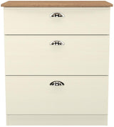 Victoria 3 Drawer Deep Chest of Drawers with Oak Top