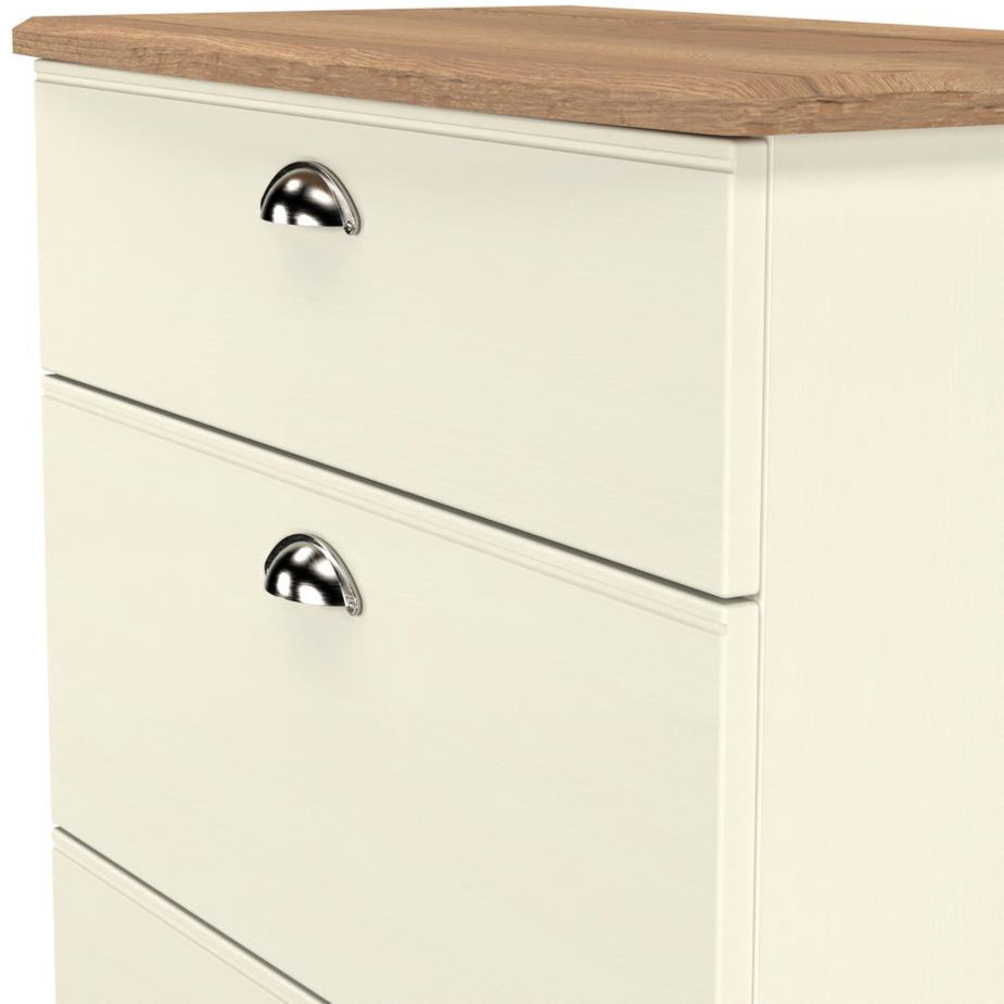 Victoria 3 Drawer Deep Chest of Drawers with Oak Top