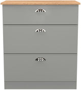 Victoria 3 Drawer Deep Chest of Drawers with Oak Top