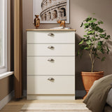 Victoria 4 Drawer Deep Chest of Drawers with Oak Top