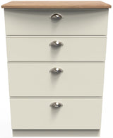 Victoria 4 Drawer Deep Chest of Drawers with Oak Top