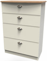 Victoria 4 Drawer Deep Chest of Drawers with Oak Top