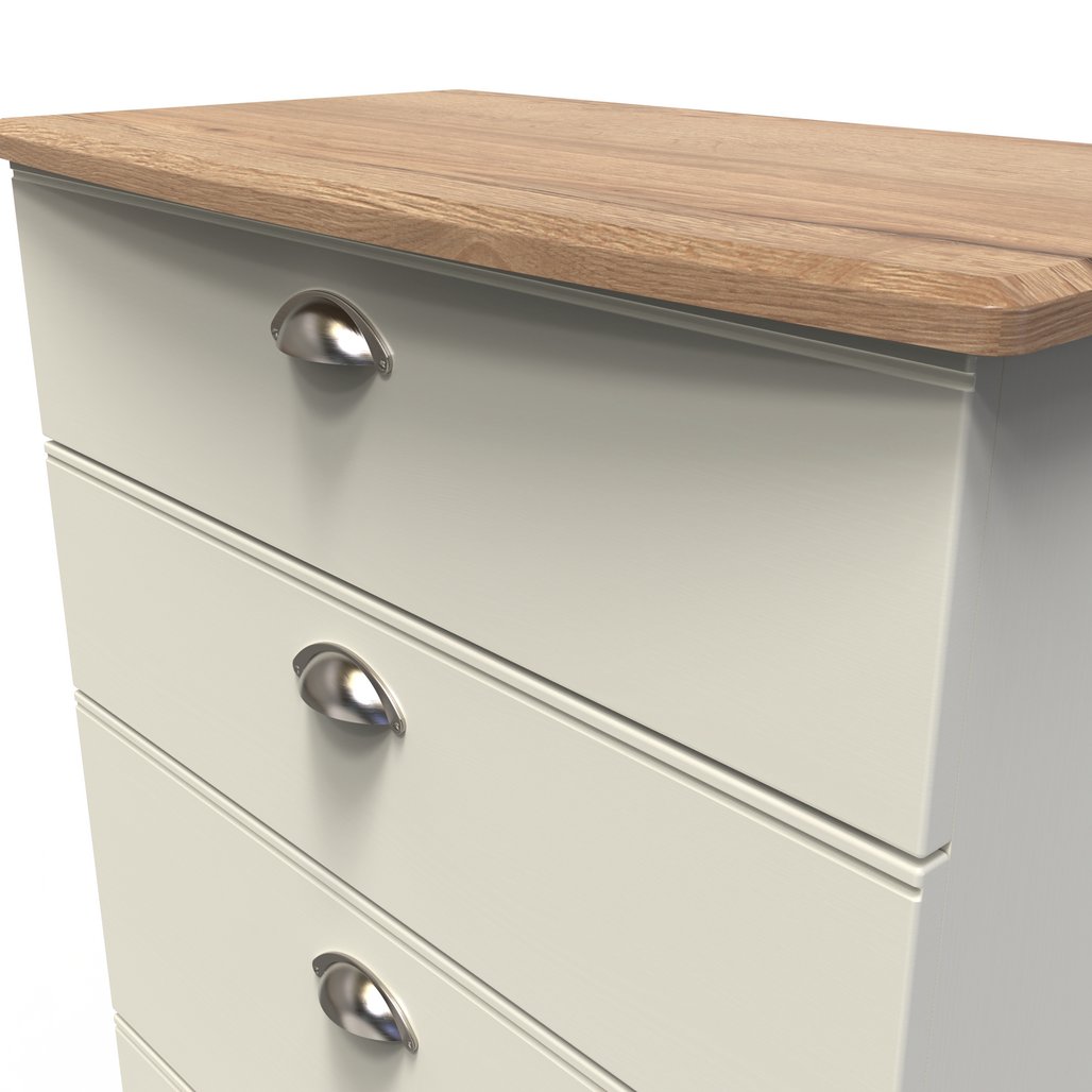 Victoria 4 Drawer Deep Chest of Drawers with Oak Top