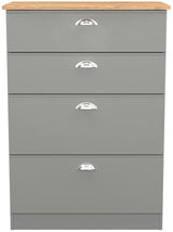 Victoria 4 Drawer Deep Chest of Drawers with Oak Top