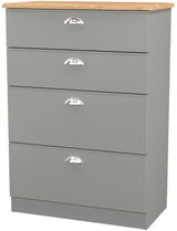 Victoria 4 Drawer Deep Chest of Drawers with Oak Top