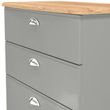 Victoria 4 Drawer Deep Chest of Drawers with Oak Top