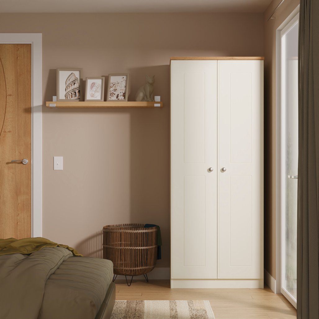 Victoria 2 Door Double Wardrobe with Oak Top