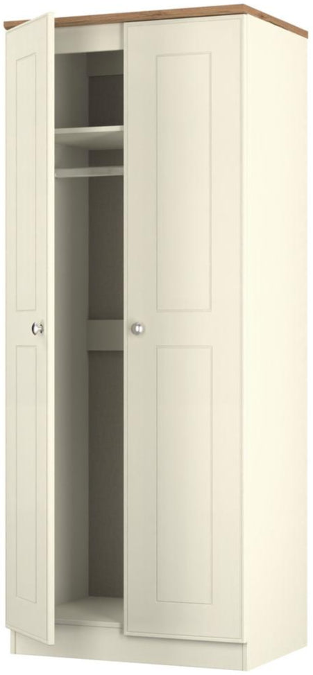 Victoria 2 Door Double Wardrobe with Oak Top