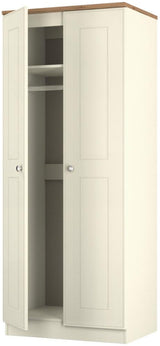 Victoria 2 Door Double Wardrobe with Oak Top