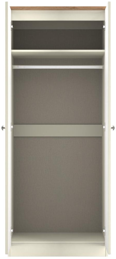 Victoria 2 Door Double Wardrobe with Oak Top
