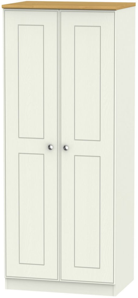 Victoria 2 Door Double Wardrobe with Oak Top