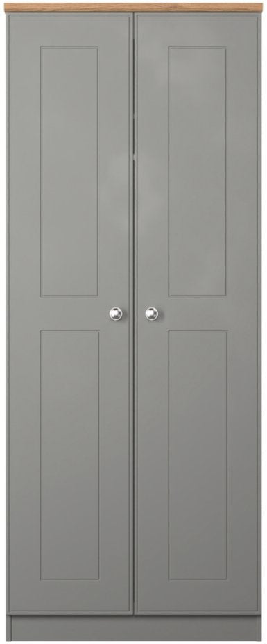 Victoria 2 Door Double Wardrobe with Oak Top