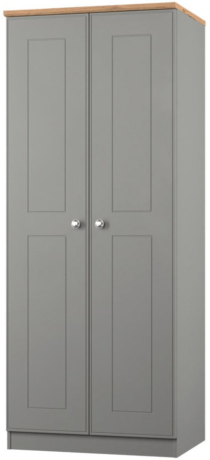 Victoria 2 Door Double Wardrobe with Oak Top