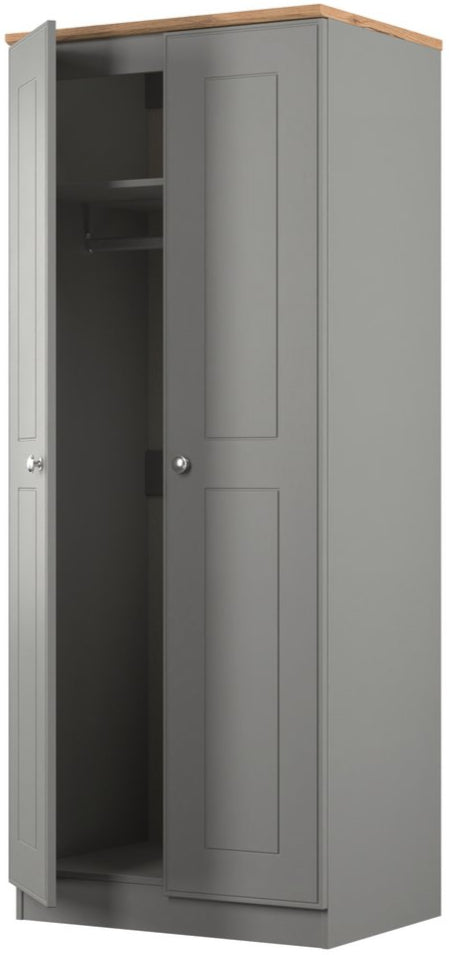 Victoria 2 Door Double Wardrobe with Oak Top