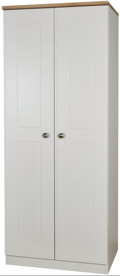 Victoria 2 Door Double Wardrobe with Oak Top