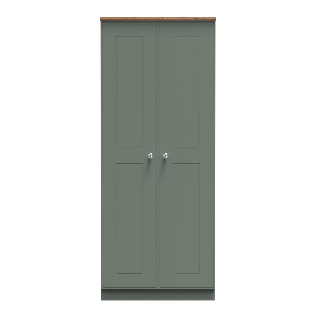 Victoria 2 Door Double Wardrobe with Oak Top