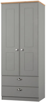 Victoria 2 Door 2 Drawer Double Wardrobe with Oak Top