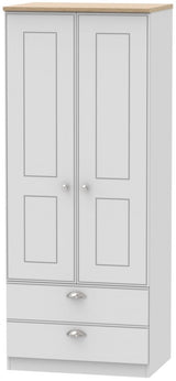 Victoria 2 Door 2 Drawer Double Wardrobe with Oak Top