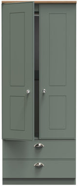 Victoria 2 Door 2 Drawer Double Wardrobe with Oak Top