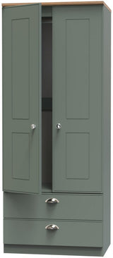 Victoria 2 Door 2 Drawer Double Wardrobe with Oak Top