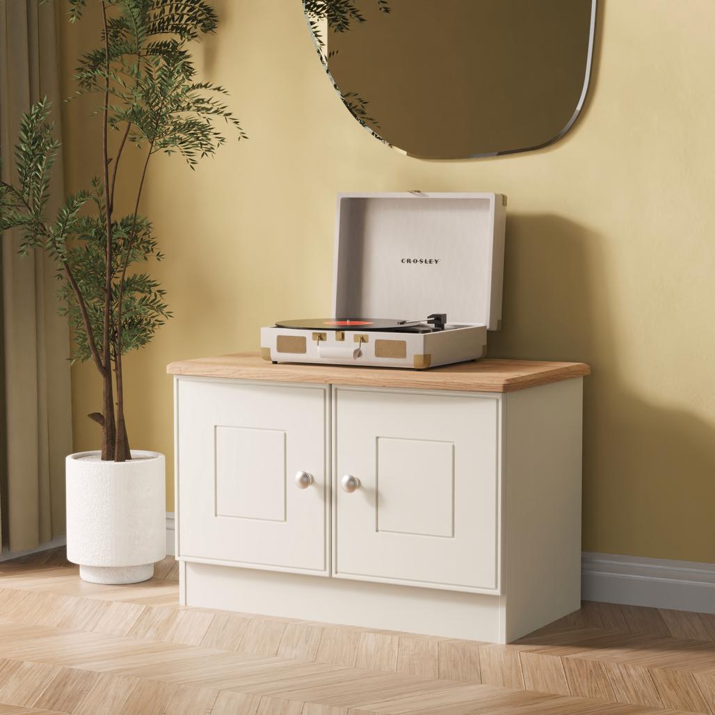 Victoria Low 2 Door Sideboard with Riviera Oak Top