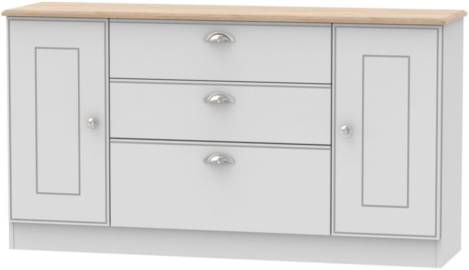 Victoria Wide 2 Door 3 Drawer Sideboard with Riviera Oak Top