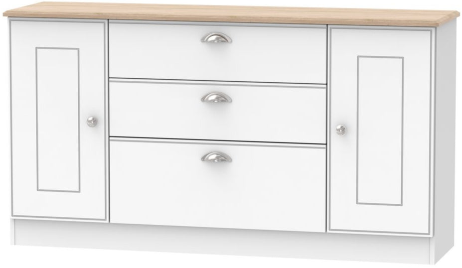 Victoria Wide 2 Door 3 Drawer Sideboard with Riviera Oak Top