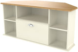 Victoria 1 Drawer Open Shelf Corner TV Unit with Riviera Oak Top