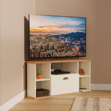 Victoria 1 Drawer Open Shelf Corner TV Unit with Riviera Oak Top