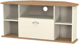 Victoria 1 Drawer Open Shelf Corner TV Unit with Riviera Oak Top